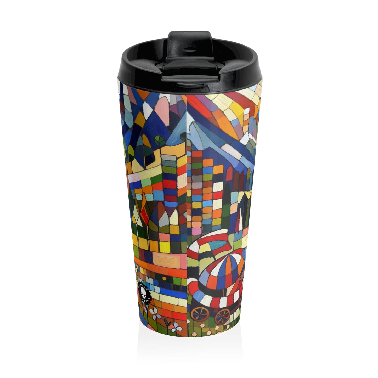 "Picnic Party in the Meadow" - The Alien Stainless Steel Travel Mug Naïve Art