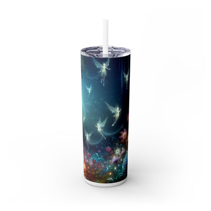 "Bosque de flores encantado a la luz de la luna": vaso estrecho con pajita de 20 oz de Alien Maars®