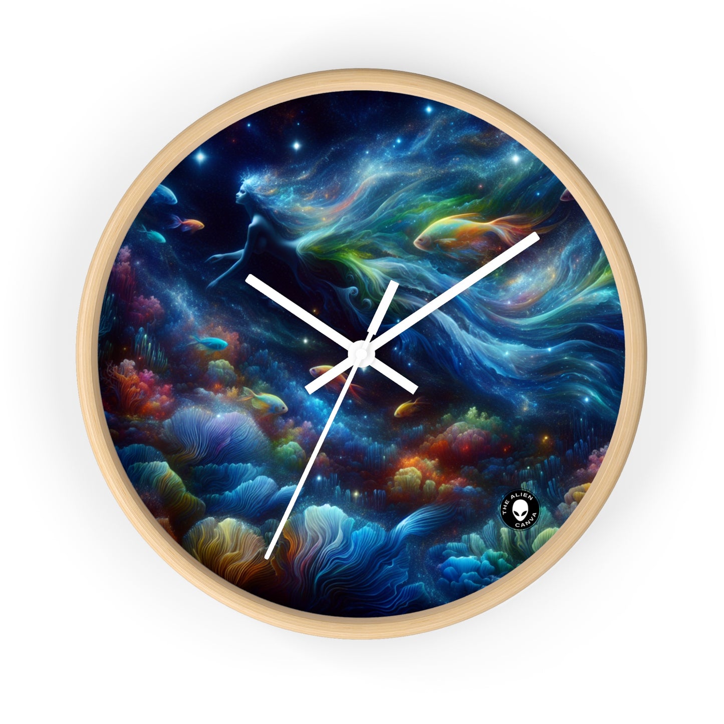 "Enchantment Under the Stars: A Mystical Underwater Journey" - The Alien Wall Clock