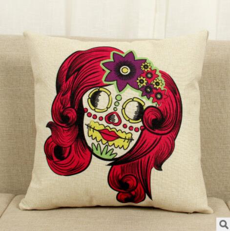 Nuevos cojines de tela, estampado de calaveras.