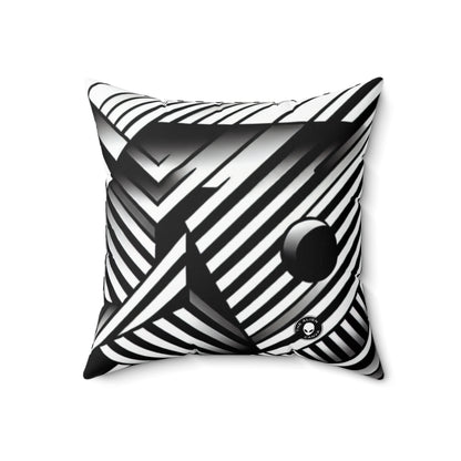 "Swirling Kaleidoscope: A Bold Op Art Vortex"- The Alien Spun Polyester Square Pillow Optical Art (Op Art)