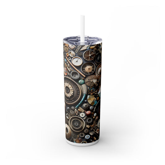 "Tapisserie de la nature : art d'assemblage avec des objets trouvés" - The Alien Maars® Skinny Tumbler avec paille 20oz Assemblage Art