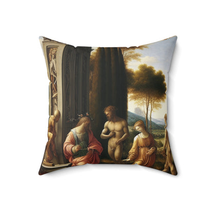 "A City Renaissance: Blending Classical Elegance with Modern Urban Energy"- The Alien Spun Polyester Square Pillow Renaissance Art