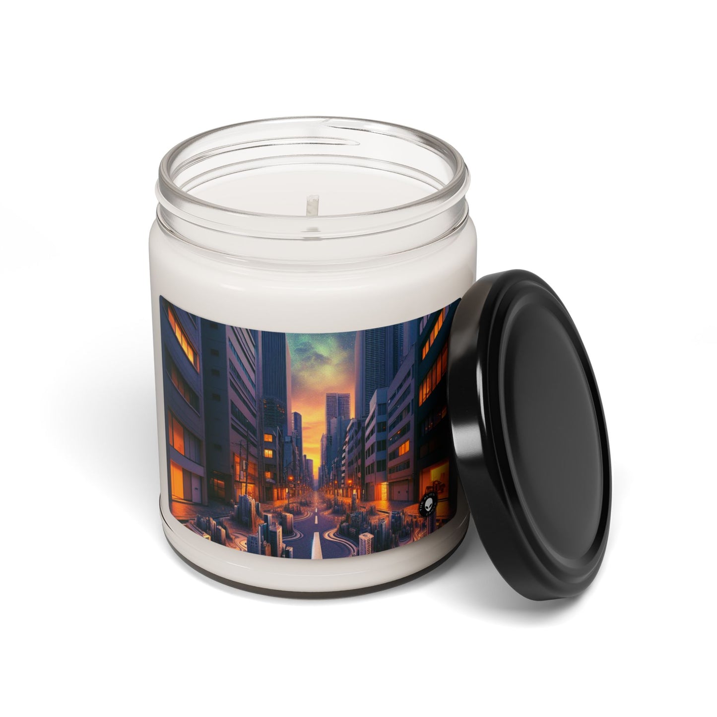 "Melting City: A Surreal Nighttime View" - The Alien Scented Soy Candle 9oz