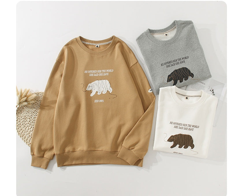 Sweat à capuche pour hommes en coton imprimé ligne ours