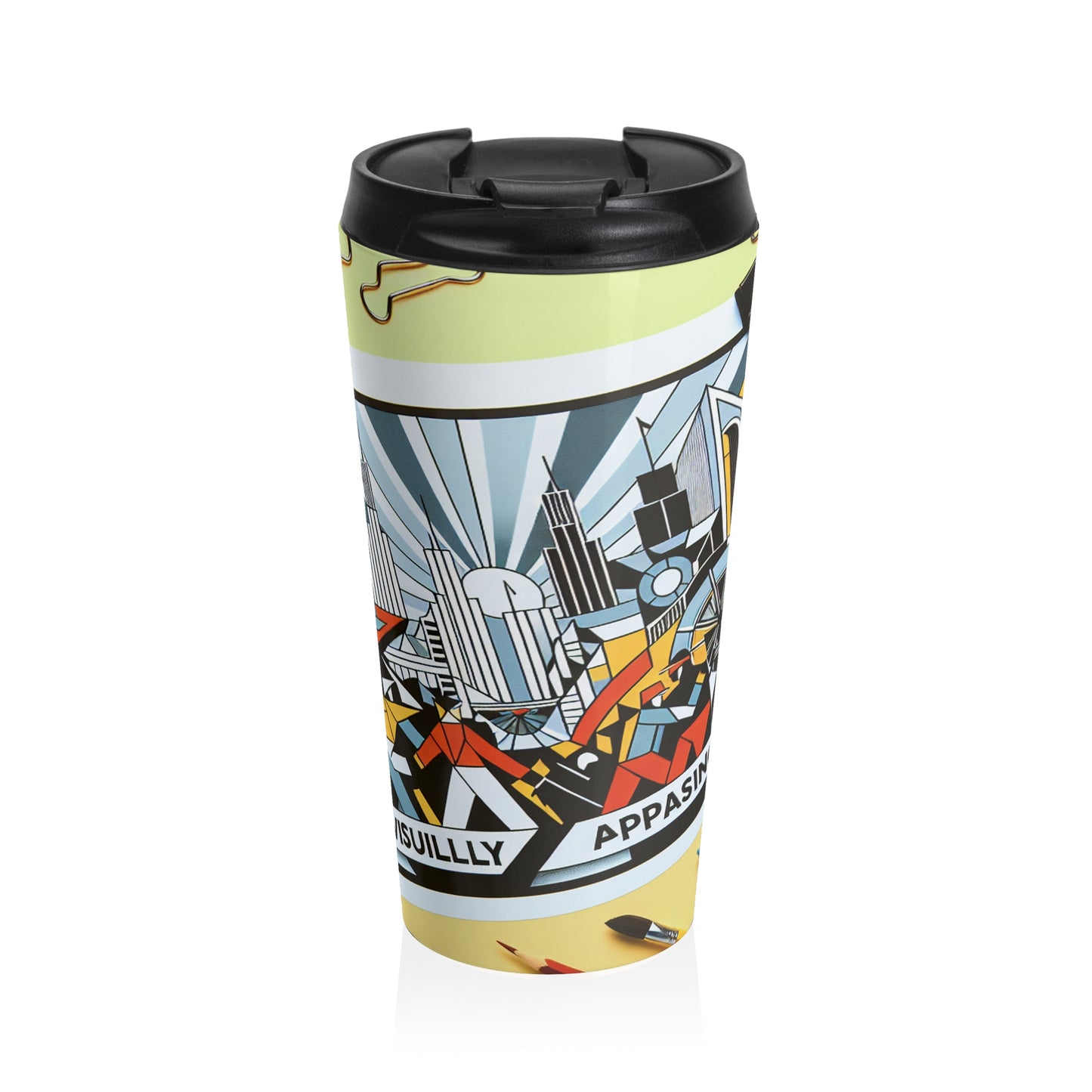 "Constructive City: A Vibrant Celebration of Urban Progress" - The Alien Stainless Steel Travel Mug Constructivism