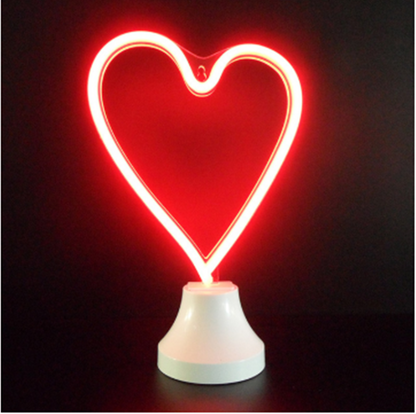 Lámpara de mesa arcoíris con tira de neón, decoración romántica Led roja