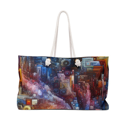 "Futuristic City Nights: A Dazzling Metropolis of Innovation and Imagination" - The Alien Weekender Bag Digital Art