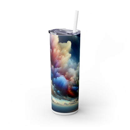 « Rainbow Cloudscape : Un rêve d'aquarelle surréaliste » - The Alien Maars® Skinny Tumbler avec paille 20oz