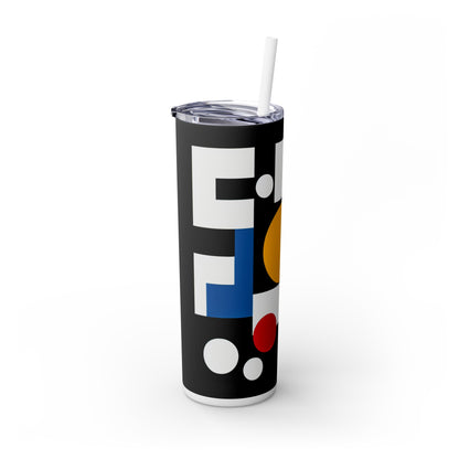 "Suprematic Harmony: Exploring Geometric Composition with Bold Colors" - The Alien Maars® Skinny Tumbler with Straw 20oz Suprematism