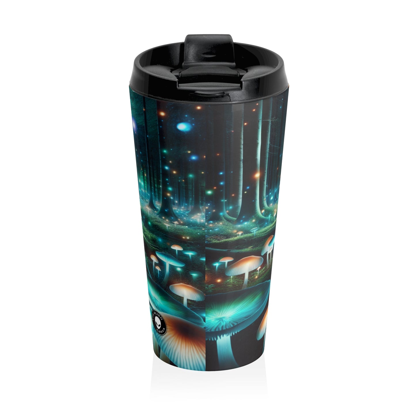 "Noche encantada en el bosque de hongos": taza de viaje de acero inoxidable de The Alien