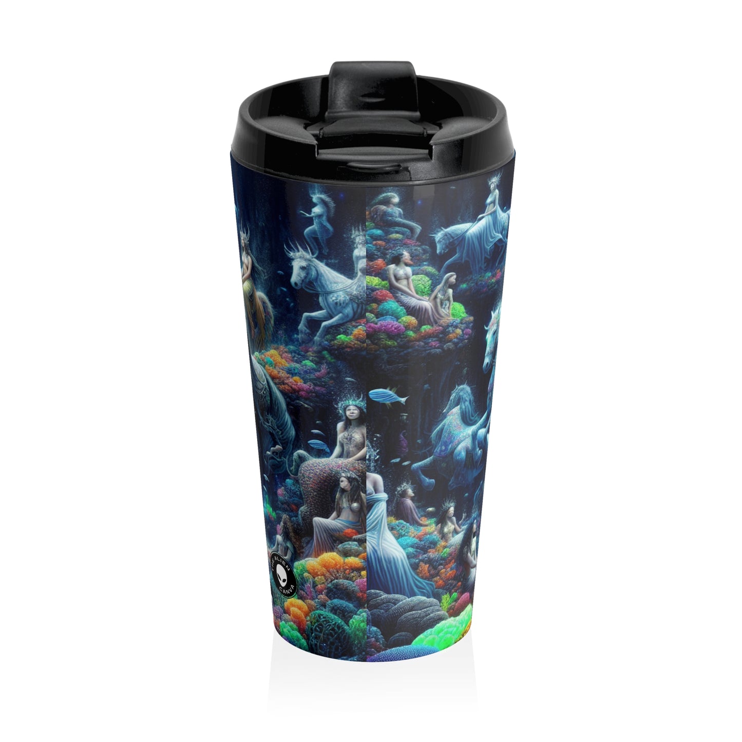 "Enchanted Underwater Realm: Mermaids and Seahorses" - The Alien Stainless Steel Travel Mug