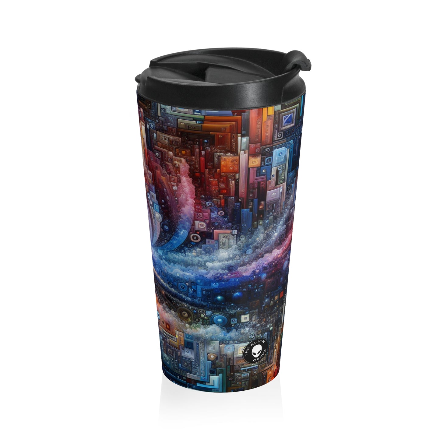 "Futuristic City Nights: A Dazzling Metropolis of Innovation and Imagination" - The Alien Stainless Steel Travel Mug Digital Art