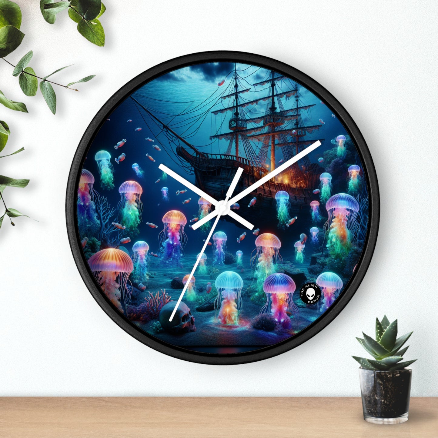 « Le paradis des méduses lumineuses : une aventure sous-marine de rêve » – L'horloge murale Alien