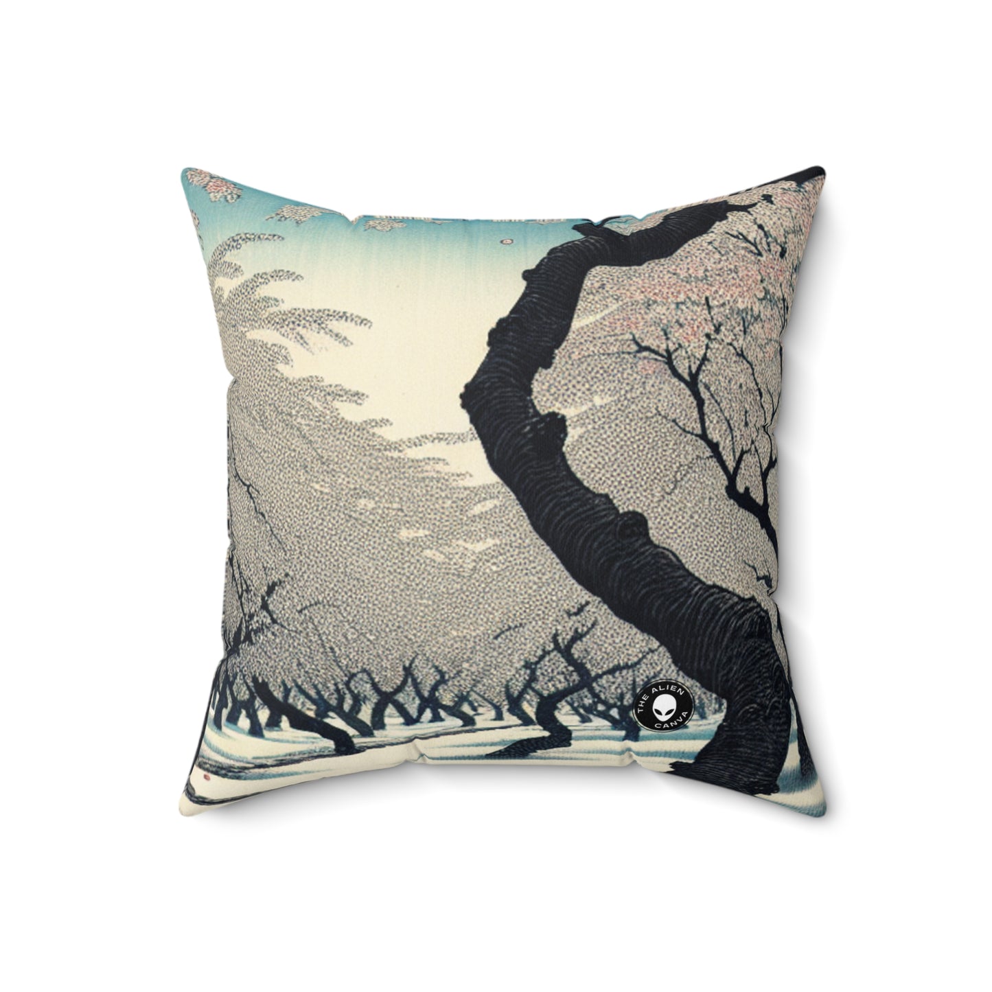 "Blossoming Sky" - The Alien Spun Polyester Square Pillow Ukiyo-e (Japanese Woodblock Printing)