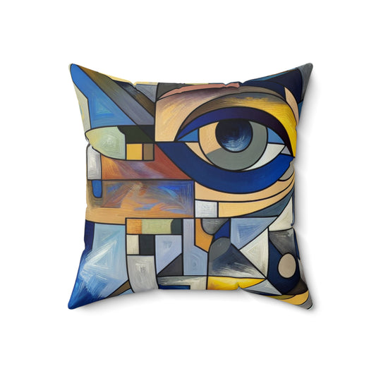 "Urban Fragmentation: An Analytical Cubist Cityscape"- The Alien Spun Polyester Square Pillow Analytical Cubism