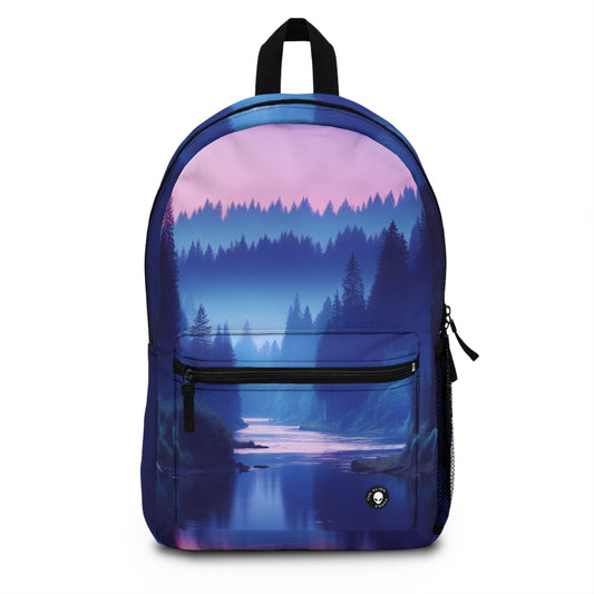 "Twilight Tranquility: Forest River Reflections" - The Alien Backpack