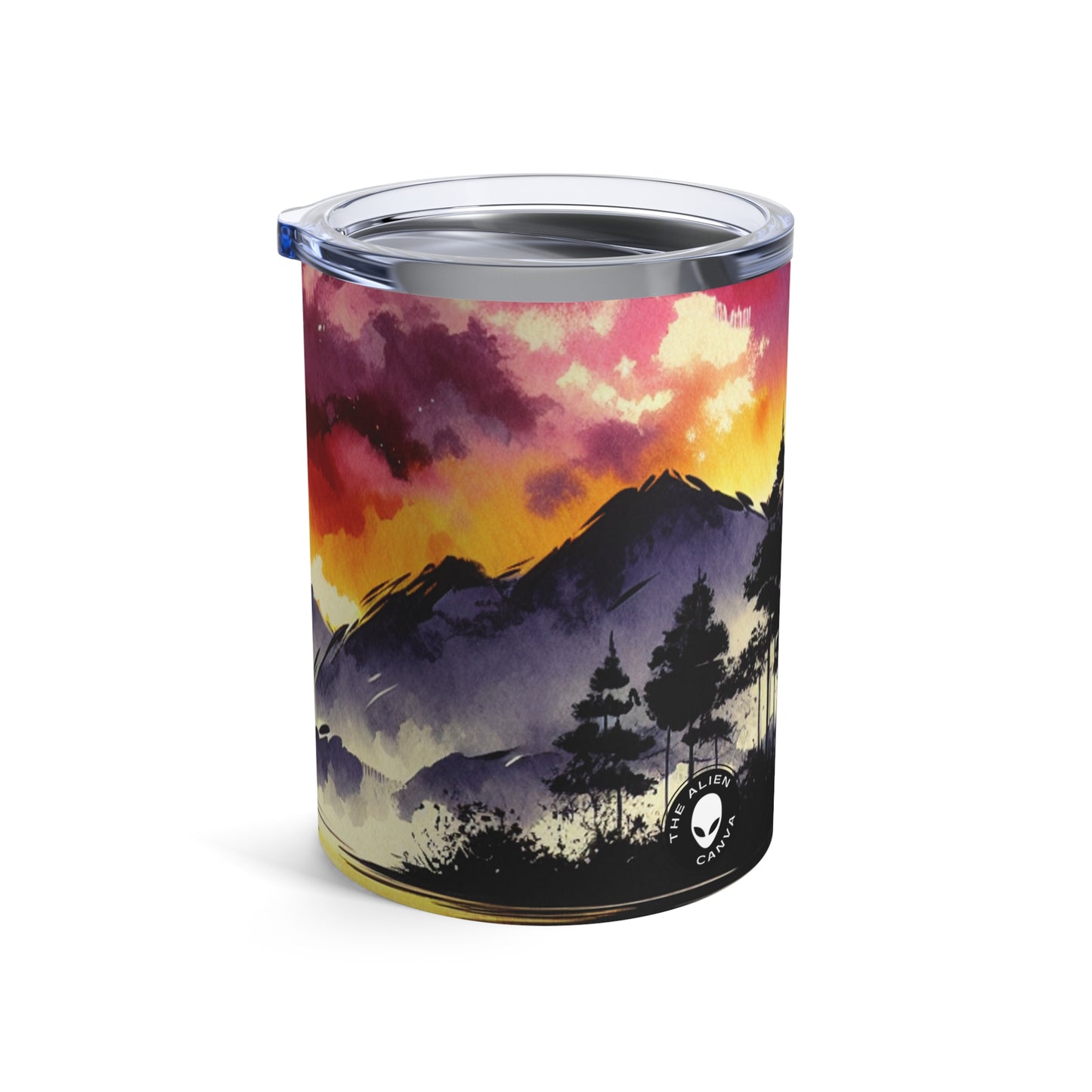 "A Pastel Sunset Symphony" - The Alien Tumbler 10oz Ink Wash Painting