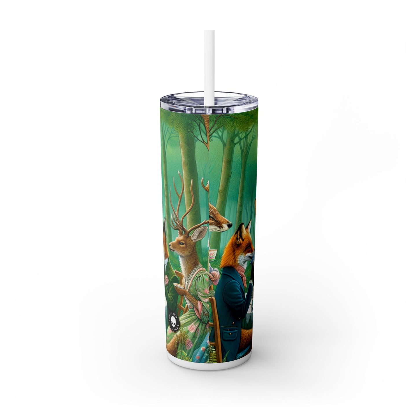 "Enchanted Tea in the Forest" - The Alien Maars® Skinny Tumbler with Straw 20oz