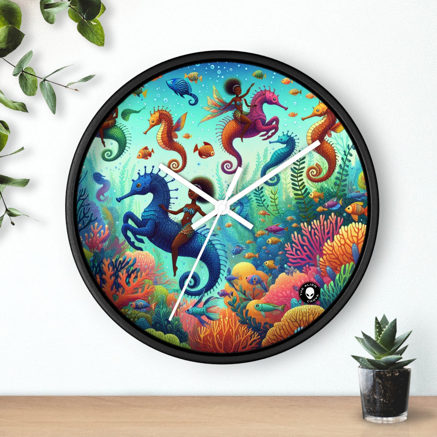 Royaume aquatique enchanté : sirènes et hippocampes - L'horloge murale extraterrestre