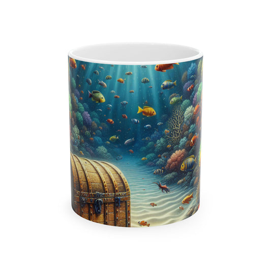 « Sous les vagues : un trésor dans le récif de corail » – Tasse en céramique Alien 11 oz