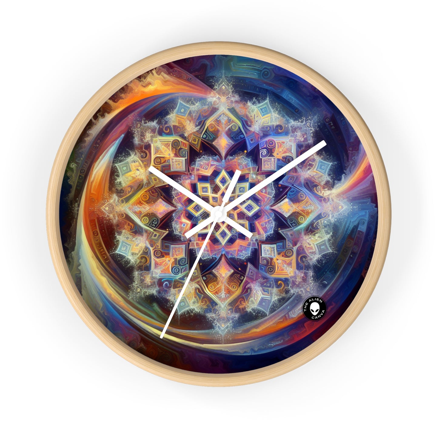 "Dynamic Mandala: A Vibrant Geometric Painting" - The Alien Wall Clock