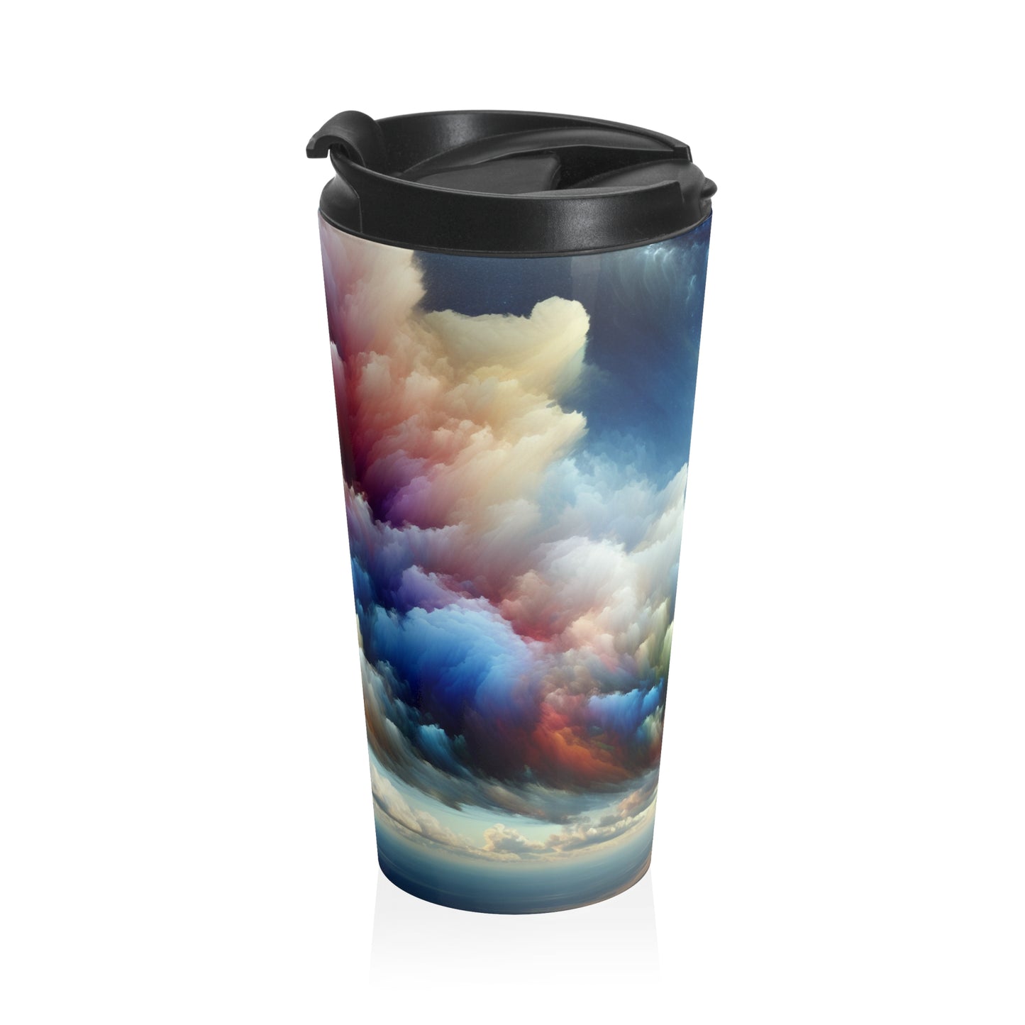 "Rainbow Cloudscape: A Surreal Watercolor Dream" - The Alien Stainless Steel Travel Mug