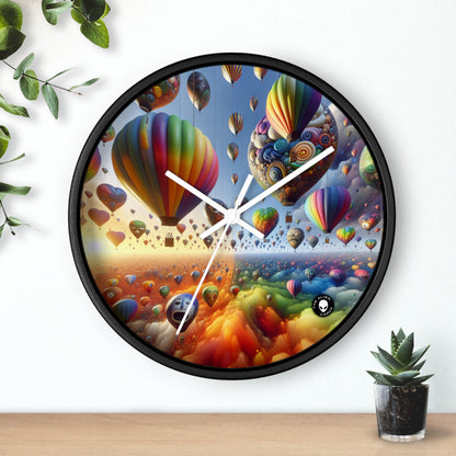 "Horizonte emocional: un paisaje surrealista de globos" - El reloj de pared alienígena