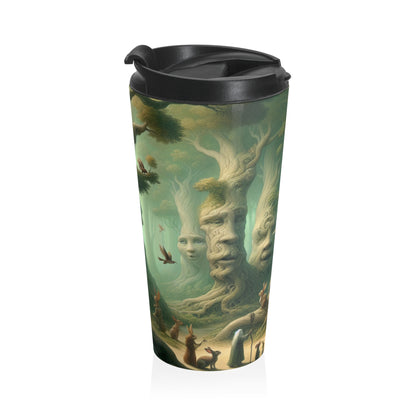 "Bosque susurrante encantado": taza de viaje de acero inoxidable de The Alien