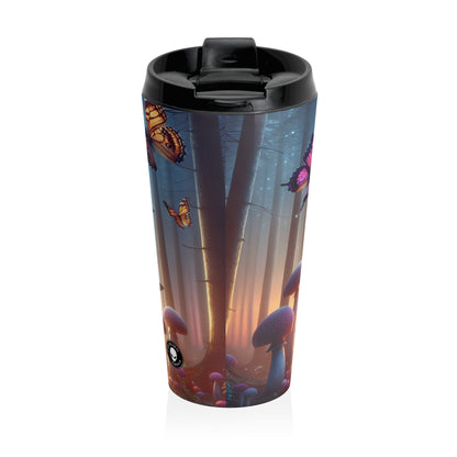 "Twilight Forest: Fluttering Butterflies and Towering Mushrooms" - The Alien Stainless Steel Travel Mug