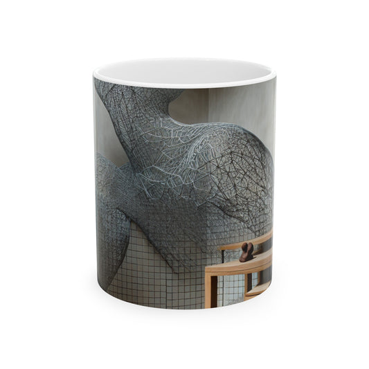 "Harmony Reimagined: Nature, Technology, and the Modern World" - The Alien Ceramic Mug 11oz Installation Sculpture