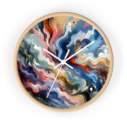 "Serenidad del amanecer: una pintura abstracta inspirada en la renovación" - La abstracción lírica del reloj de pared alienígena