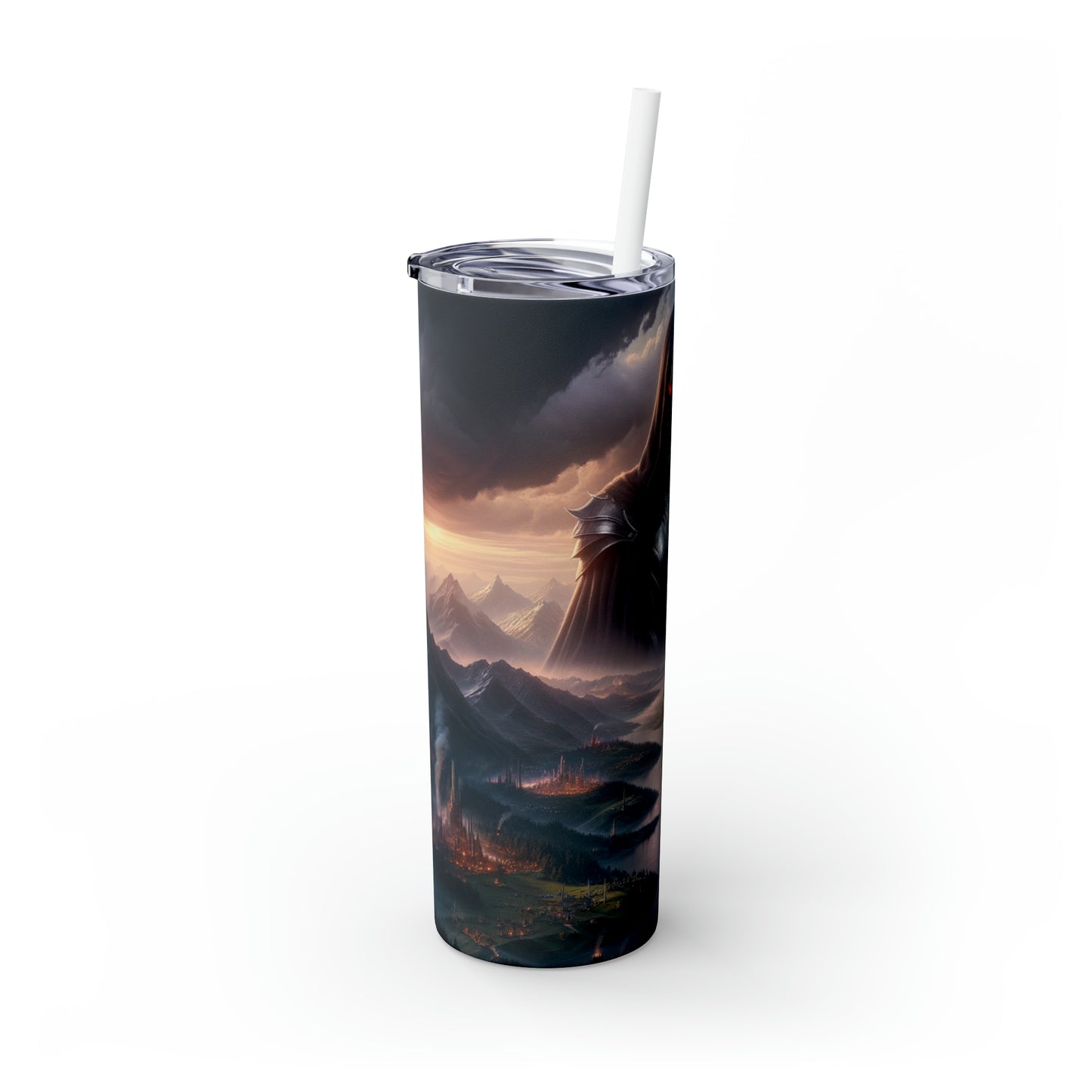 "Sauron's Reclamation: The Darkening of Middle Earth" - The Alien Maars® Skinny Tumbler with Straw 20oz