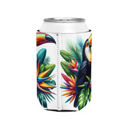"Toucan on a Tropical Bloom" - The Alien Can Cooler Sleeve Hyperrealism Style