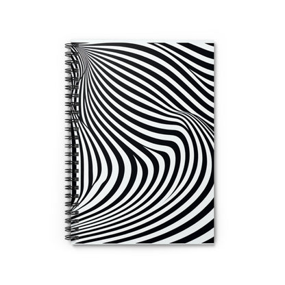 "Ola de ilusión óptica" - Cuaderno de espiral alienígena (línea reglada) Estilo Op Art