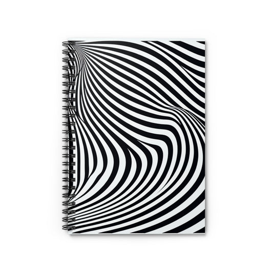 "Optical Illusion Wave" - The Alien Spiral Notebook (Ruled Line) Op Art Style