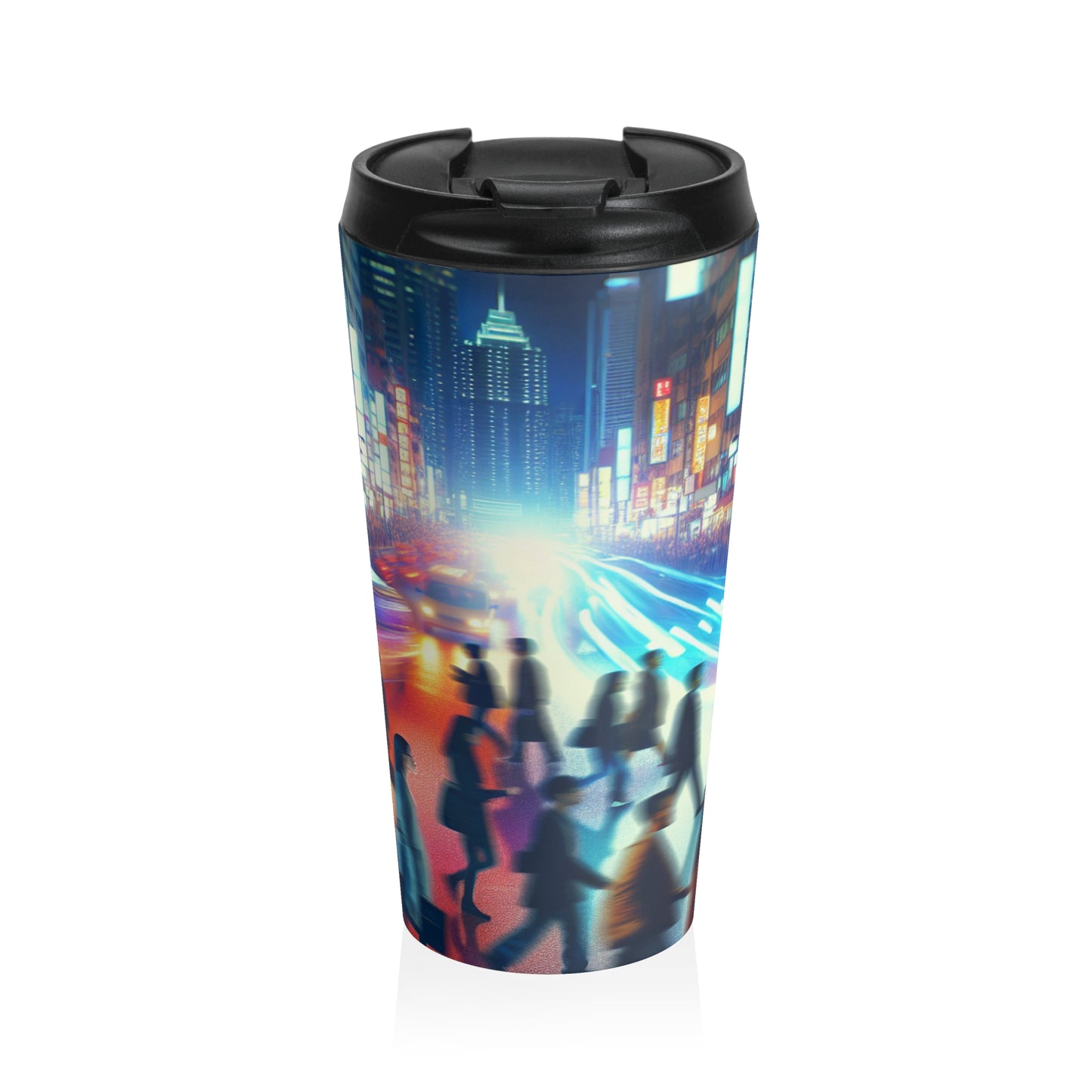 "Neon Night Street" - La tasse de voyage en acier inoxydable Alien