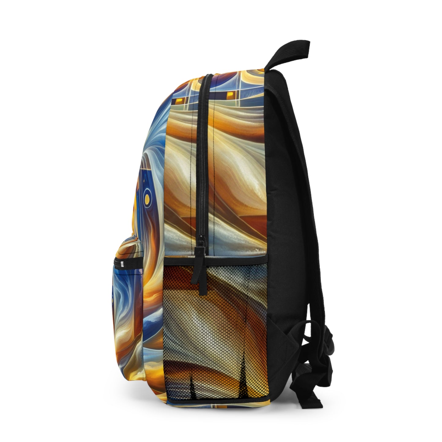 "Divinidad ascendente: un despertar espiritual en una geometría vibrante" - The Alien Backpack Estilo de arte religioso