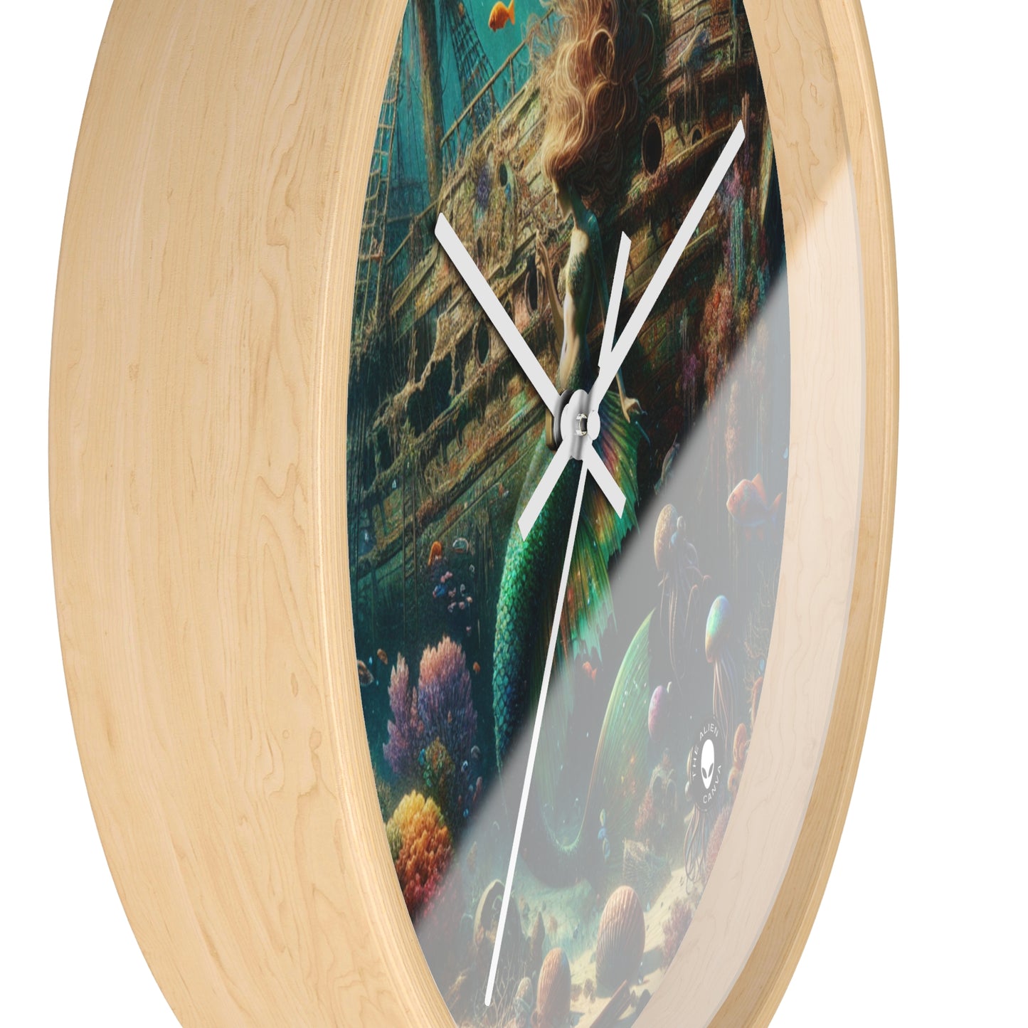 "Mermaid's Treasure: Exploring the Sunken Shipwreck" - The Alien Wall Clock