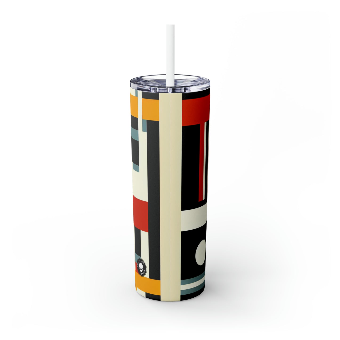 "Futurist Cityscape: Harmonizing Art and Technology in a Dynamic Constructivist Masterpiece" - The Alien Maars® Skinny Tumbler with Straw 20oz Constructivism