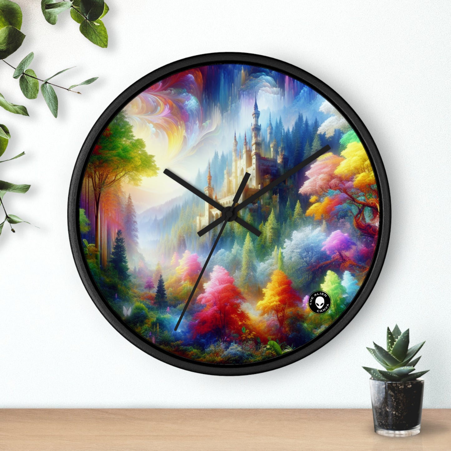 "Glowing Enchantment: The Castle in the Colorful Forest" - The Alien Wall Clock