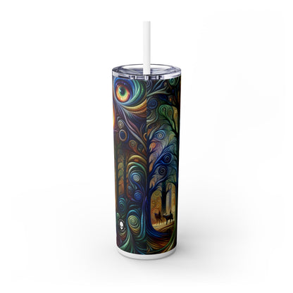 "Bosque arcoíris encantado": vaso estrecho con pajita de 20 oz de Alien Maars®