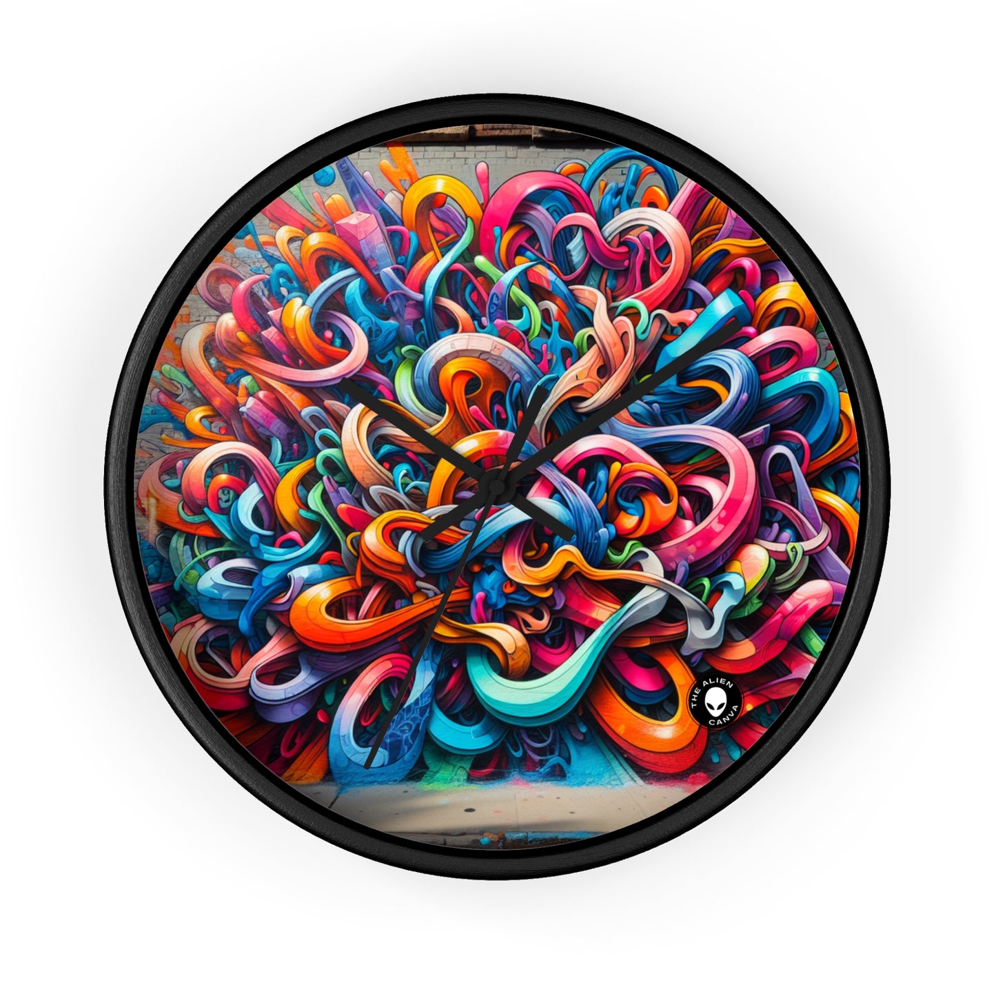 "Urban Vibe: A Graffiti Cityscape" - El reloj de pared alienígena Graffiti Art