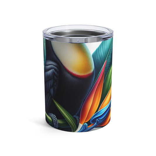 "Toucan on a Tropical Bloom" - The Alien Tumbler 10oz Hyperrealism Style
