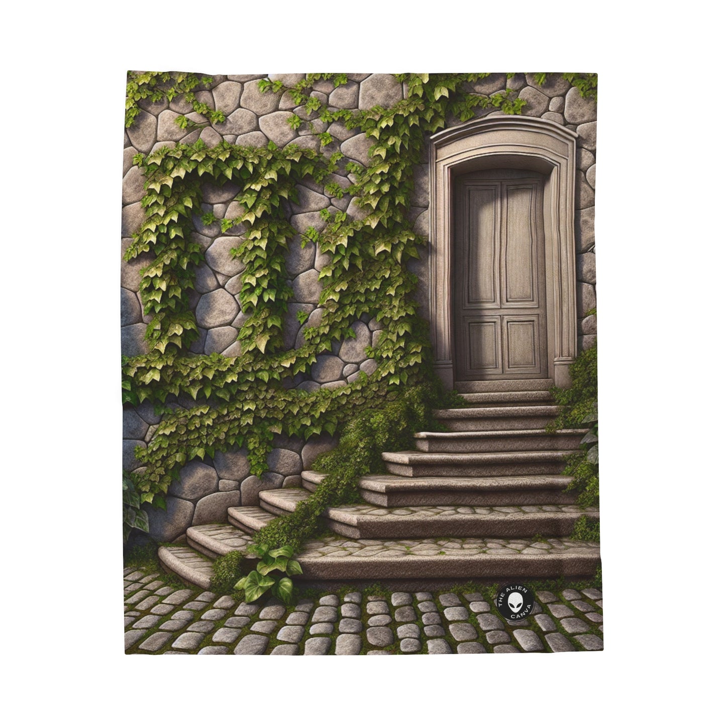 "Trompe-L'oeil Ivy Wall" - The Alien Velveteen Plush Blanket Trompe-l'oeil