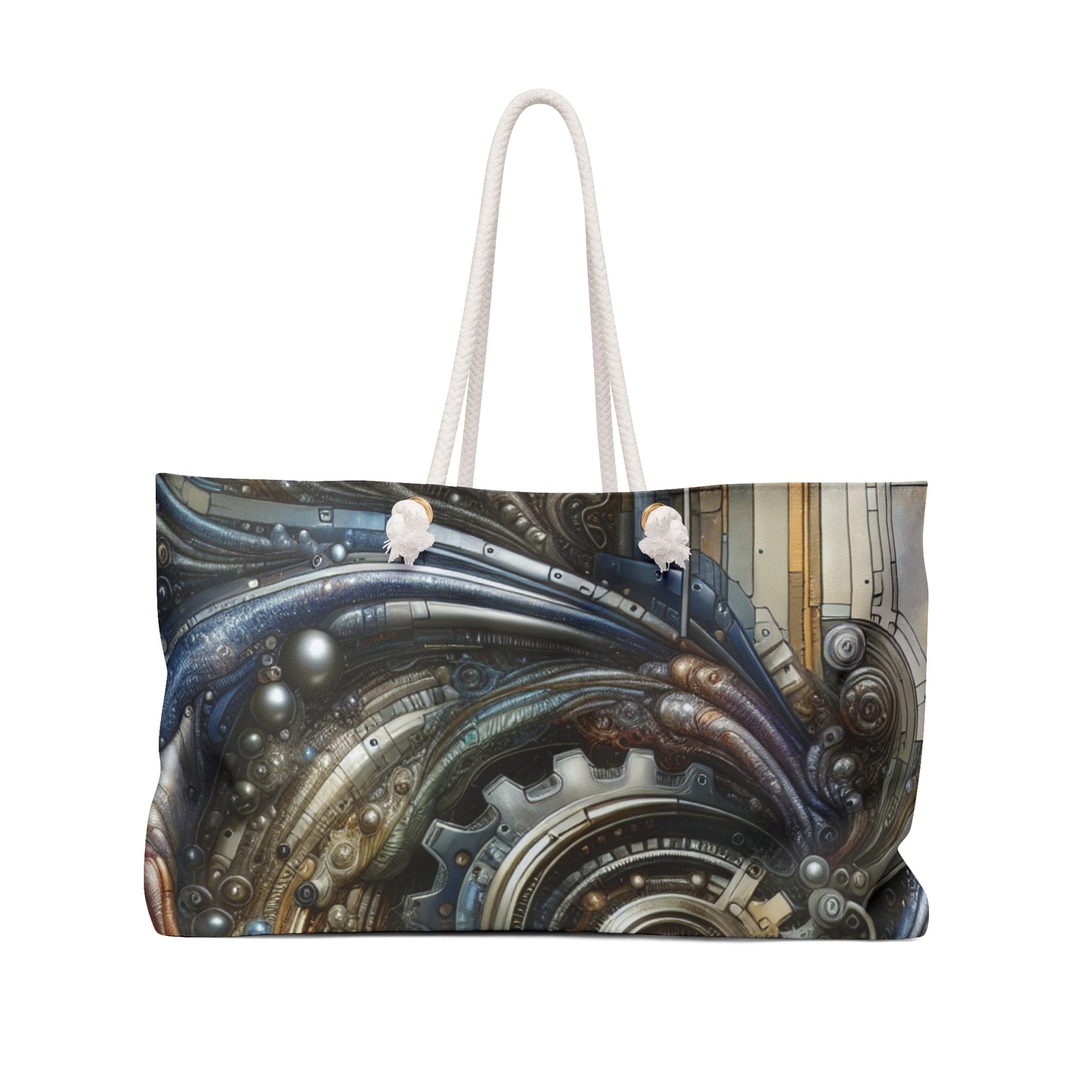 "Bio-Mech Cityscape: Harmonious Fusion" - The Alien Weekender Bag Bio-mechanical Art