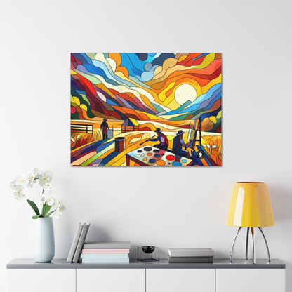 "Futuristic Neon Cityscape" - The Alien Canva Hard-edge Painting