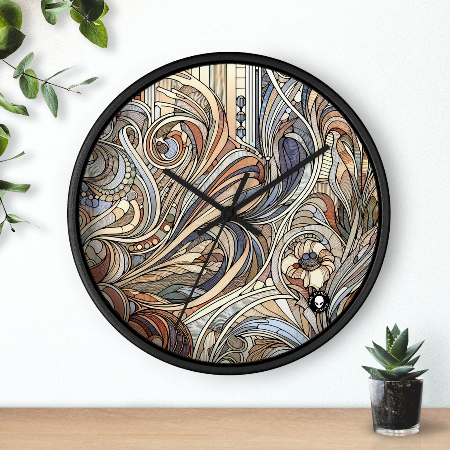 "Nature's Muse: Art Nouveau Woman" - The Alien Wall Clock Art Nouveau