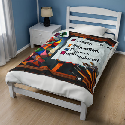 "Futuristic Metropolis: A Synthetic Cubism Cityscape" - The Alien Velveteen Plush Blanket Synthetic Cubism