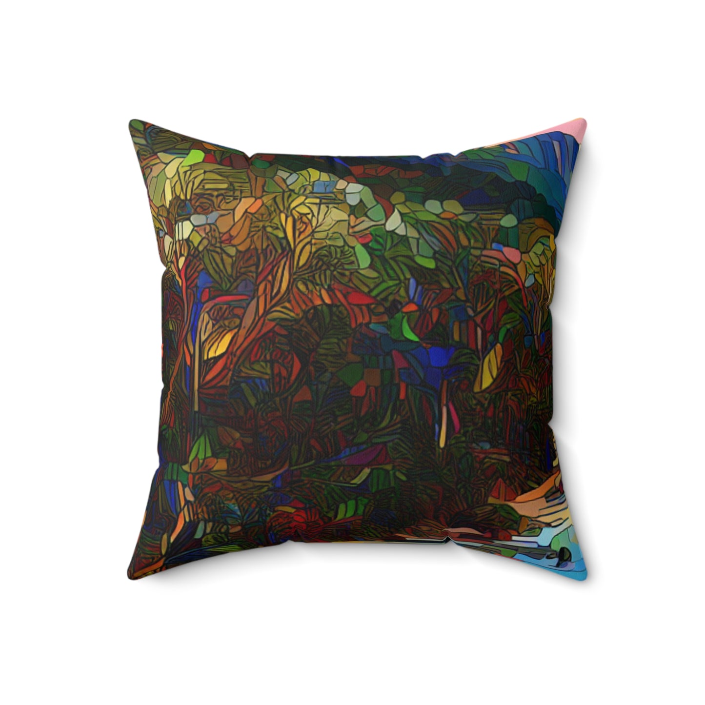 "Amazonian Kaleidoscope"- The Alien Spun Polyester Square Pillow